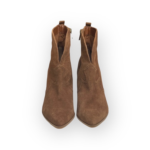 new Jessica Simpson 𖤐 Hilrie Wedge Heel Western Booties 𖤐 Brown Suede 𖤐 10M - Picture 9 of 16